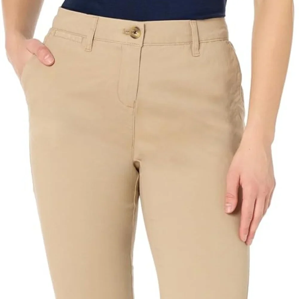 Nautica Jeans Women's Chino Pant Size 12 Khaki Stretch Relaxed Fit Ankle Length